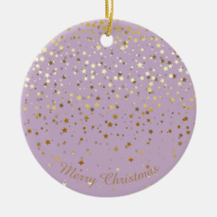 Adorno De Cerámica Petite Golden Stars Christmas Ornament-Lavender