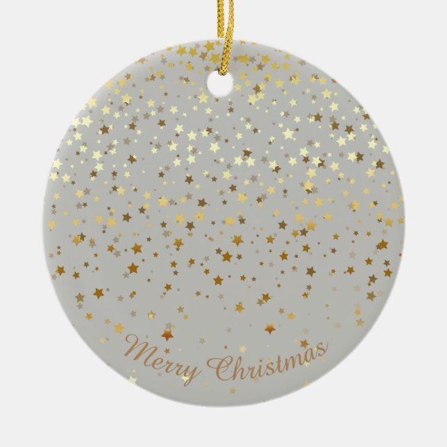 Adorno De Cerámica Petite Golden Stars Ornament Christmas-Gray (Frente)