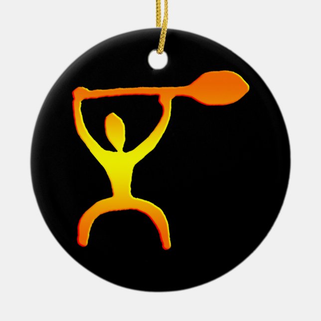 Adorno De Cerámica Petroglifo hawaiano del hombre de la paleta - (Frente)