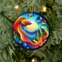 Pez Betta Abstracto de Vidrio de Colores Vibrantes
