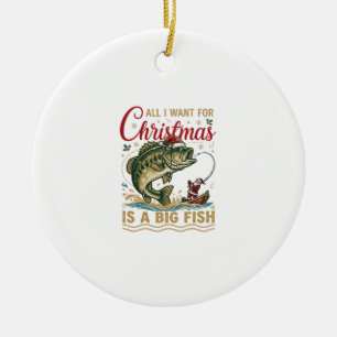 Adorno De Cerámica Pez grande de Navidad Bajo Santa Barco Pesca