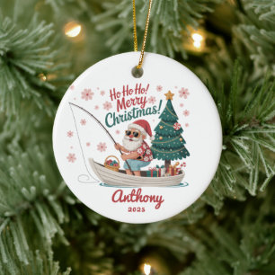Adorno De Cerámica Pez Navidad Santa Navidad