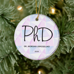 Adorno De Cerámica PhD Graduación negra púrpura Nombre abstracto A