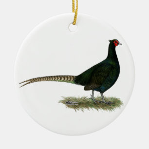 Adorno De Cerámica Pheasant Black Roooster