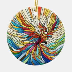 Adorno De Cerámica Phoenix Rising - mosaico de colores
