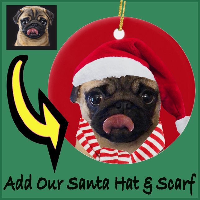Adorno De Cerámica Photo Christmas Santa Hat on Your Dog Puppy        (Subido por el creador)