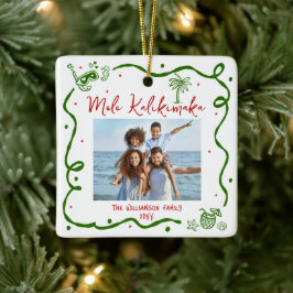 Adorno De Cerámica Photo Mele Kalikimaka Red Green Doodles Christmas