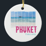 Adorno De Cerámica Phuket Thailand Vintage Beach Panorama Souvenir<br><div class="desc">Phuket Thailand vintage beach panorama y el mar son perfectos para los mochileros y los viajeros tailandeses del sudeste asiático. Un recuerdo de Phuket para las vacaciones en Tailandia, Patong y Khao Lak. Souvenirs del Parque Nacional Sirinat y de las islas Phi Phi. Phuket Thailand vintage beach panorama como recuerdo...</div>