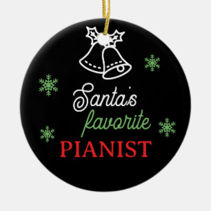 Adorno De Cerámica Pianista favorita de Santa Fotos de Piano Key Blac