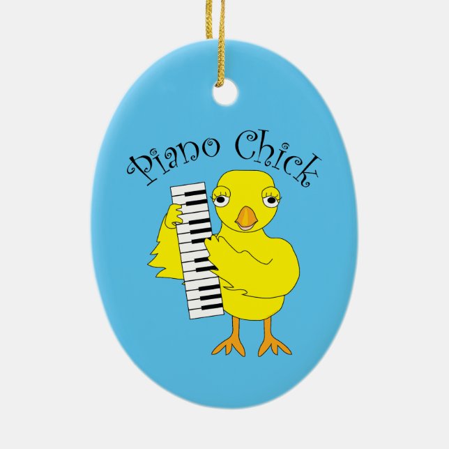 Adorno De Cerámica Piano Chick Text (Atrás)