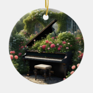 Adorno De Cerámica Piano en Bloom - pintura al jardín