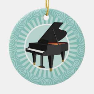 Adorno De Cerámica Piano Fun Turquoise Swirl Music