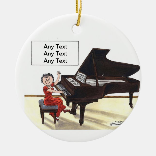 Adorno De Cerámica Piano Jugador - Mujer (Frente)