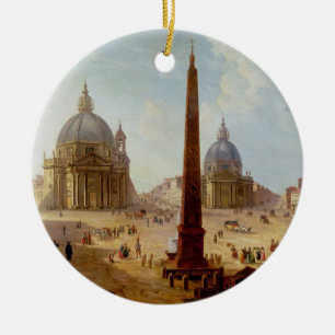 Adorno De Cerámica Piazza del Popolo, Roma (aceite en lona)