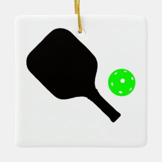 Adorno De Cerámica Pickleball paddle & green ball
