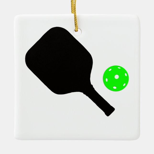 Adorno De Cerámica Pickleball paddle & green ball (Anverso)