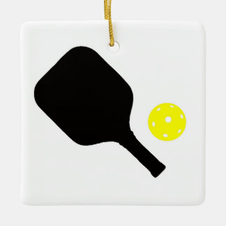 Adorno De Cerámica Pickleball paddle & yellow ball