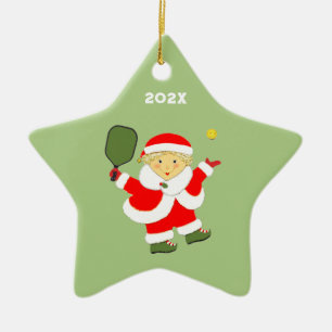 Adorno De Cerámica Pickleball Sra. Claus Navidad