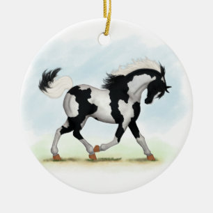 Adorno De Cerámica Piebald Overo Pinto Horse