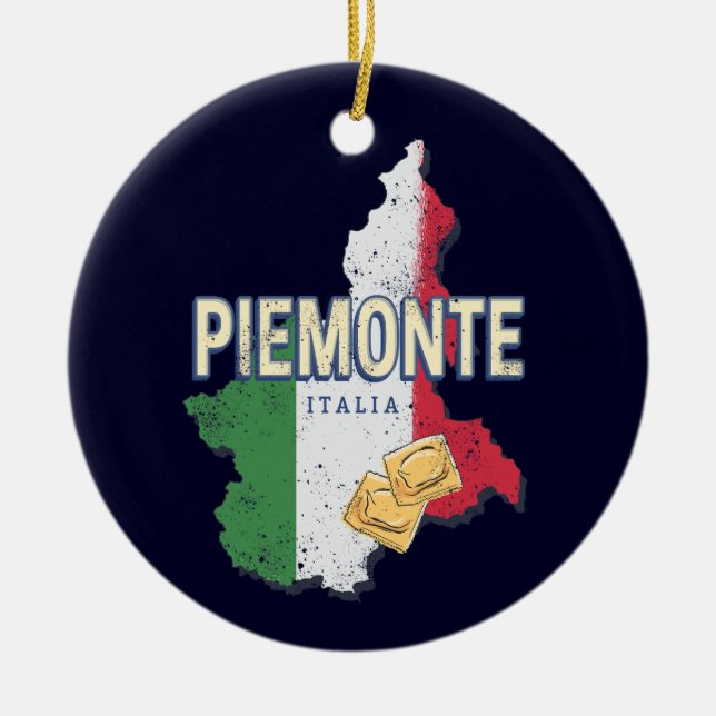 Adorno De Cerámica Piedmont Italia Retro Región Mapa Pasta de cosecha (Frente)