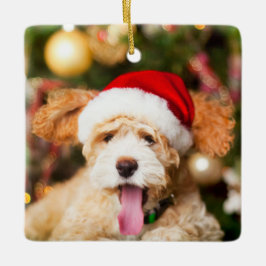 Adorno De Cerámica Piedra de honor de la Navidad de Goldendoodle