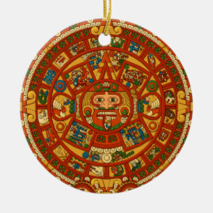 Adorno De Cerámica 'Piedra del calendario maya'