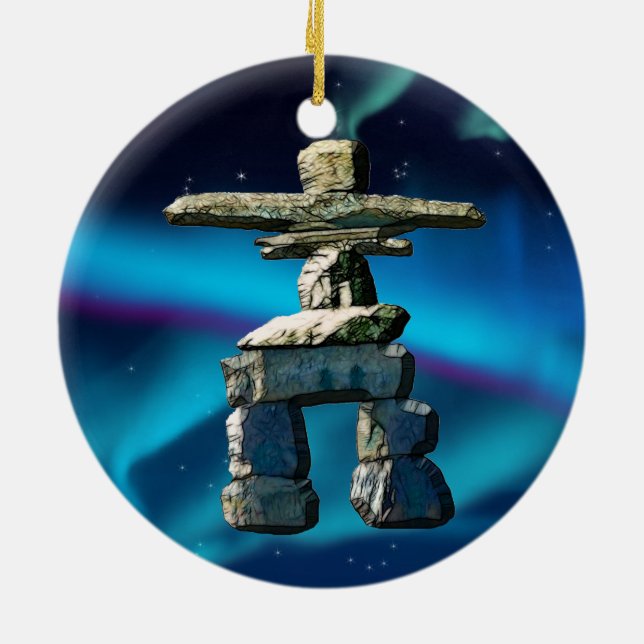 Adorno De Cerámica Piedras de espíritu nativo americano de Inukshuk (Atrás)