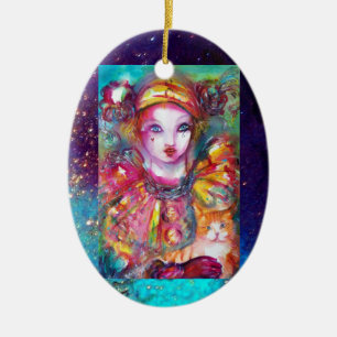 Adorno De Cerámica PIERROT CON máscaras CAT / Venecianas de Mascarada