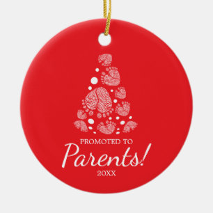 Adorno De Cerámica Pies de bebé formando árbol de Navidad, primera Na