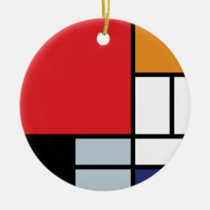 Adorno De Cerámica Piet Mondrian - Composición con gran plano rojo