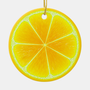 Adorno De Cerámica Pieza de fruta de limón amarillo cítrico