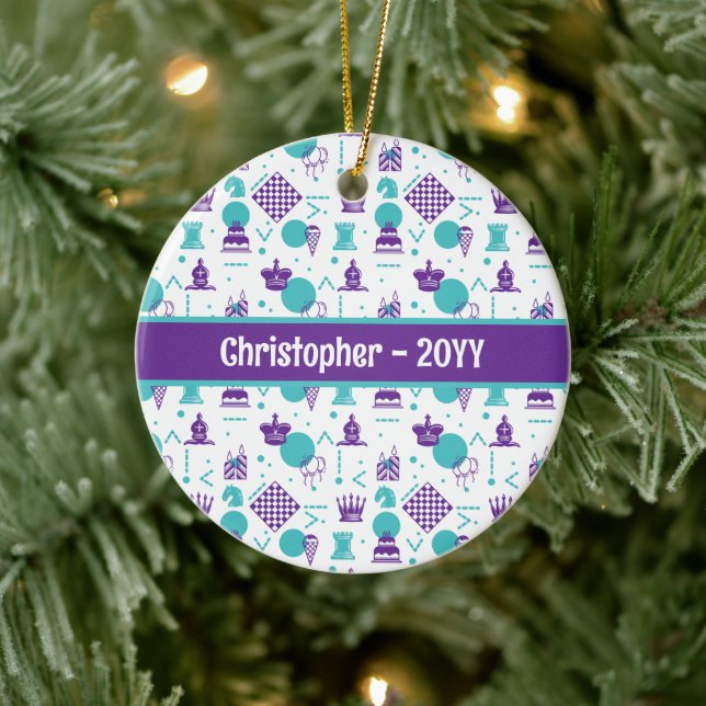 Adorno De Cerámica Piezas del jugador de ajedrez - Patrón de arte Fie (Árbol)