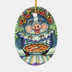 ADORNO DE CERÁMICA PIG & ACORN PIE, GRACIAS HECHAS CON AMOR