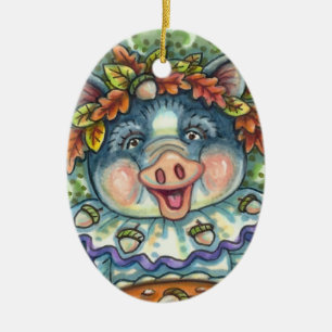 ADORNO DE CERÁMICA PIG & ACORN PIE, GRACIAS HECHAS CON AMOR