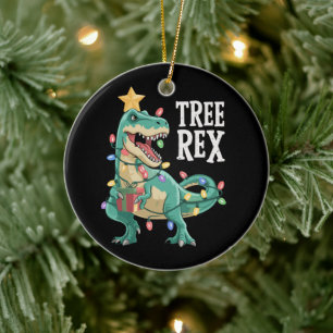 Adorno De Cerámica Pijama Rex árbol dinosaurio Navidad Luces Navidad 