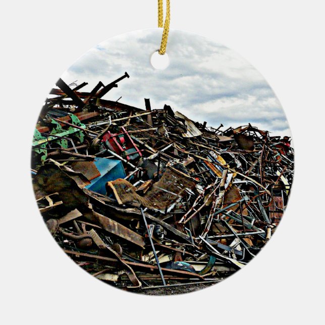 Adorno De Cerámica Pila de desperdicios metalizado para reciclar (Frente)