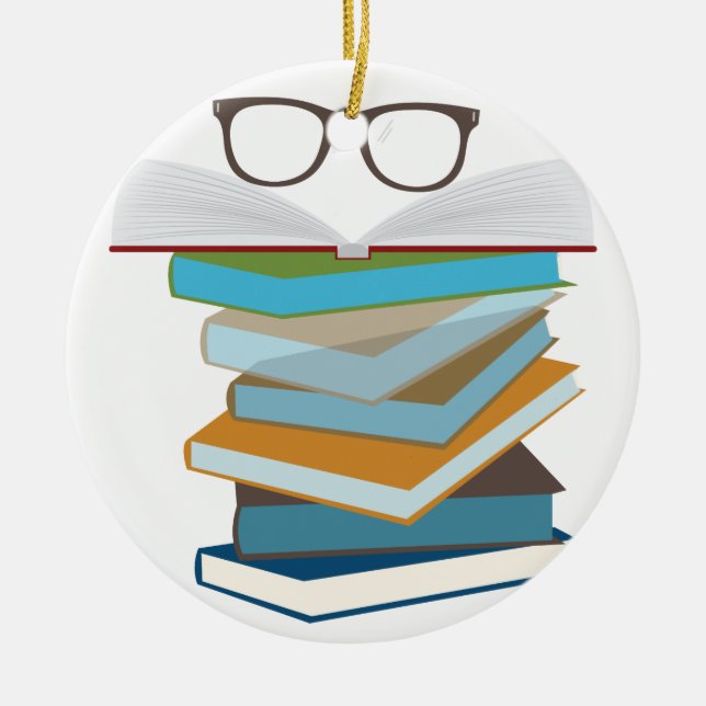 Adorno De Cerámica Pila De Libros (Frente)
