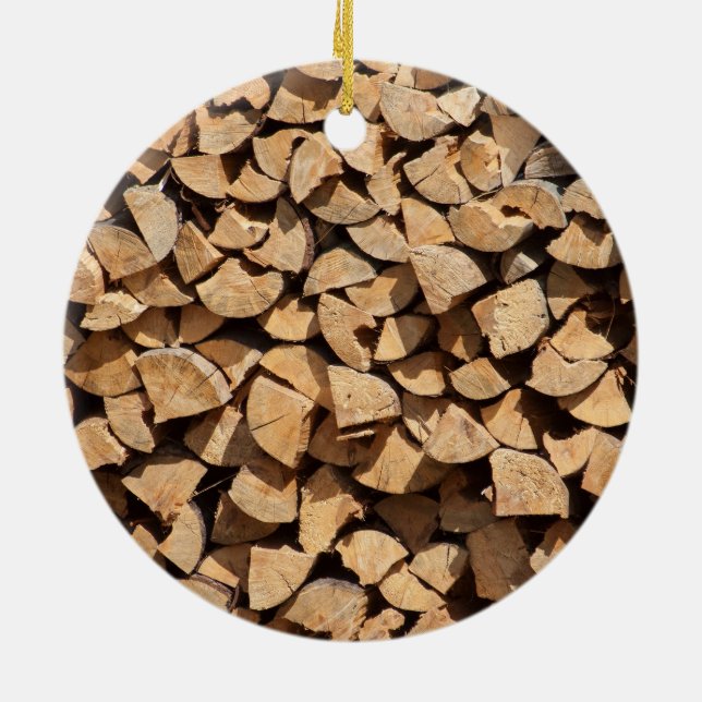 Adorno De Cerámica Pila De Madera (Atrás)