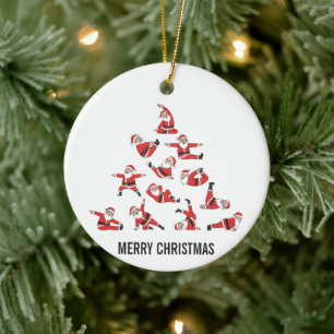 Adorno De Cerámica Pilates Santa Mat Navidad