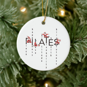 Adorno De Cerámica Pilates Santa Reformer Navidad
