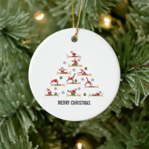 Adorno De Cerámica Pilates Santa Reformer Navidad
