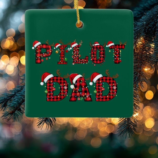 Adorno De Cerámica Pilot Dad Christmas Letters Lights Ornaments Funny (Subido por el creador)