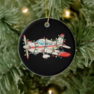 Adorno De Cerámica Piloto de Avión Luces de Navidad Xmas Fiesta
