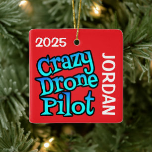 Adorno De Cerámica Piloto de Dron Loco PERSONALIZADO