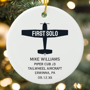 Adorno De Cerámica Piloto Estudiante Primer Vuelo Solo Avión Navidad 