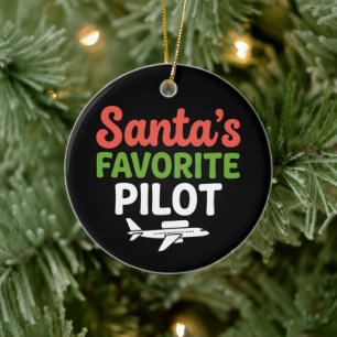 Adorno De Cerámica Piloto favorito de Santa Navidad Aviación Avión