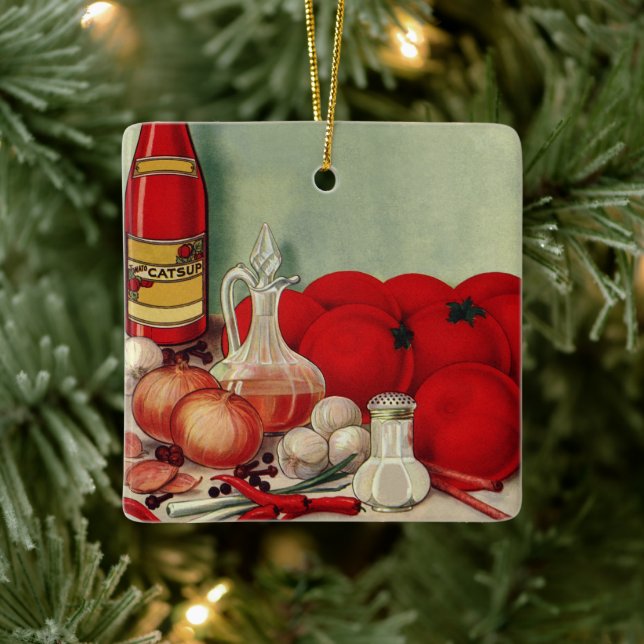 Adorno De Cerámica Pimientos de tomate de comida italiana de cosecha (Árbol)