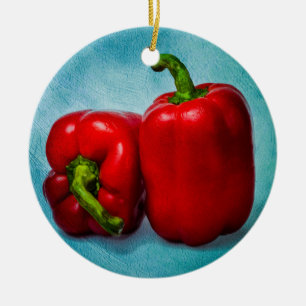 Adorno De Cerámica Pimientos morrones rojos