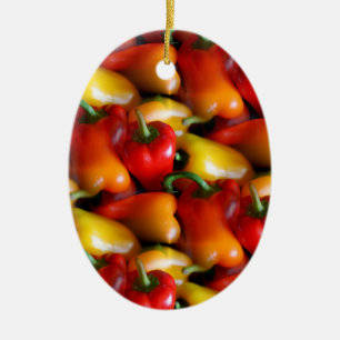 Adorno De Cerámica Pimientos rojos y amarillos