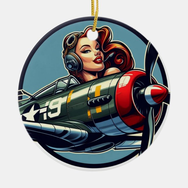 Adorno De Cerámica Pin up chica (Frente)